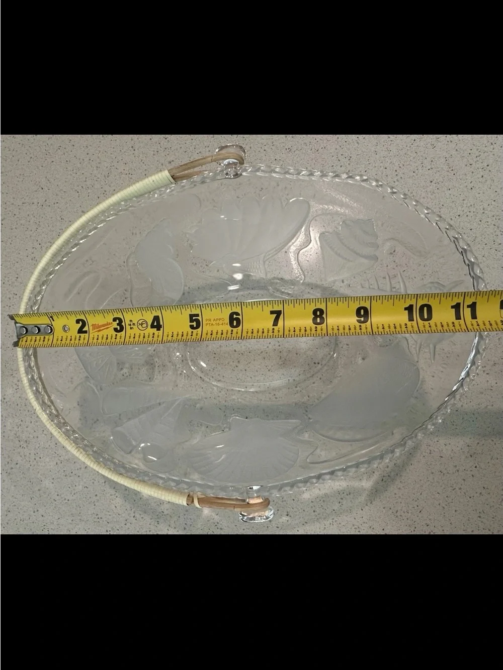 Glass Basket with Shell Etching - Clear